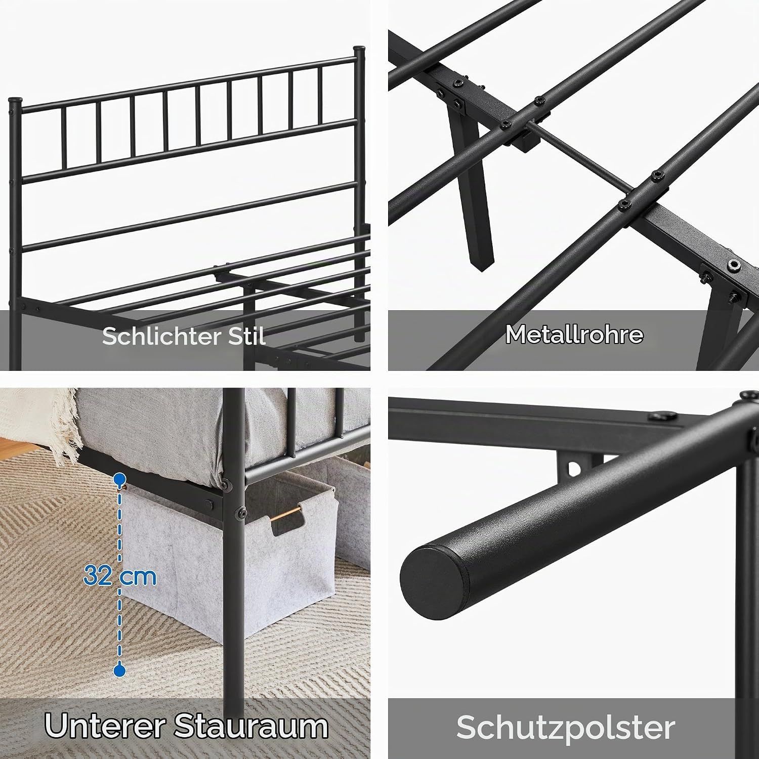 Metal Bed with Headboard Bed Frame