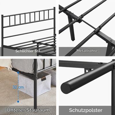 Metal Bed with Headboard Bed Frame