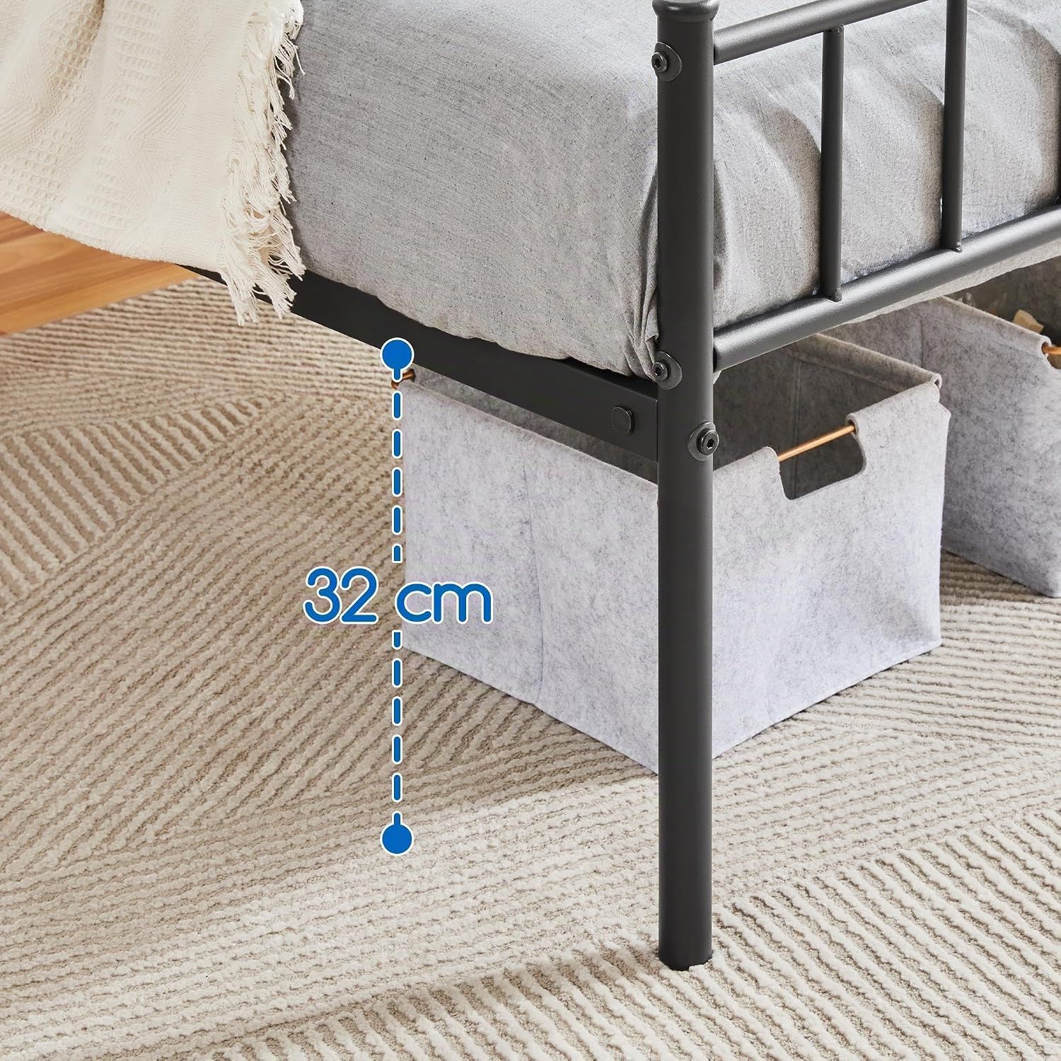Metal Bed with Headboard Bed Frame
