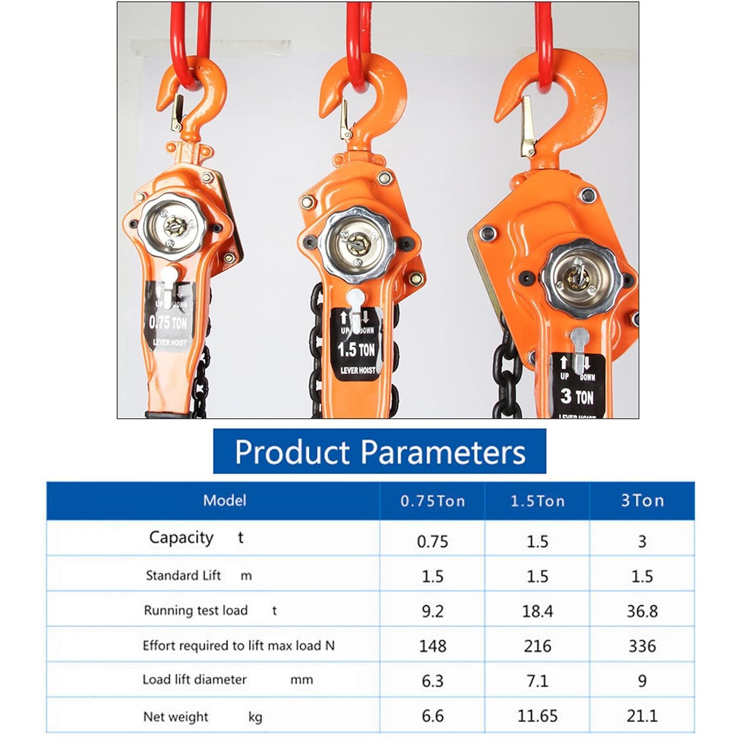 1.5 Ton Chain Hoist 6m Manual Lever Block Heavy Duty Lifting Hoist