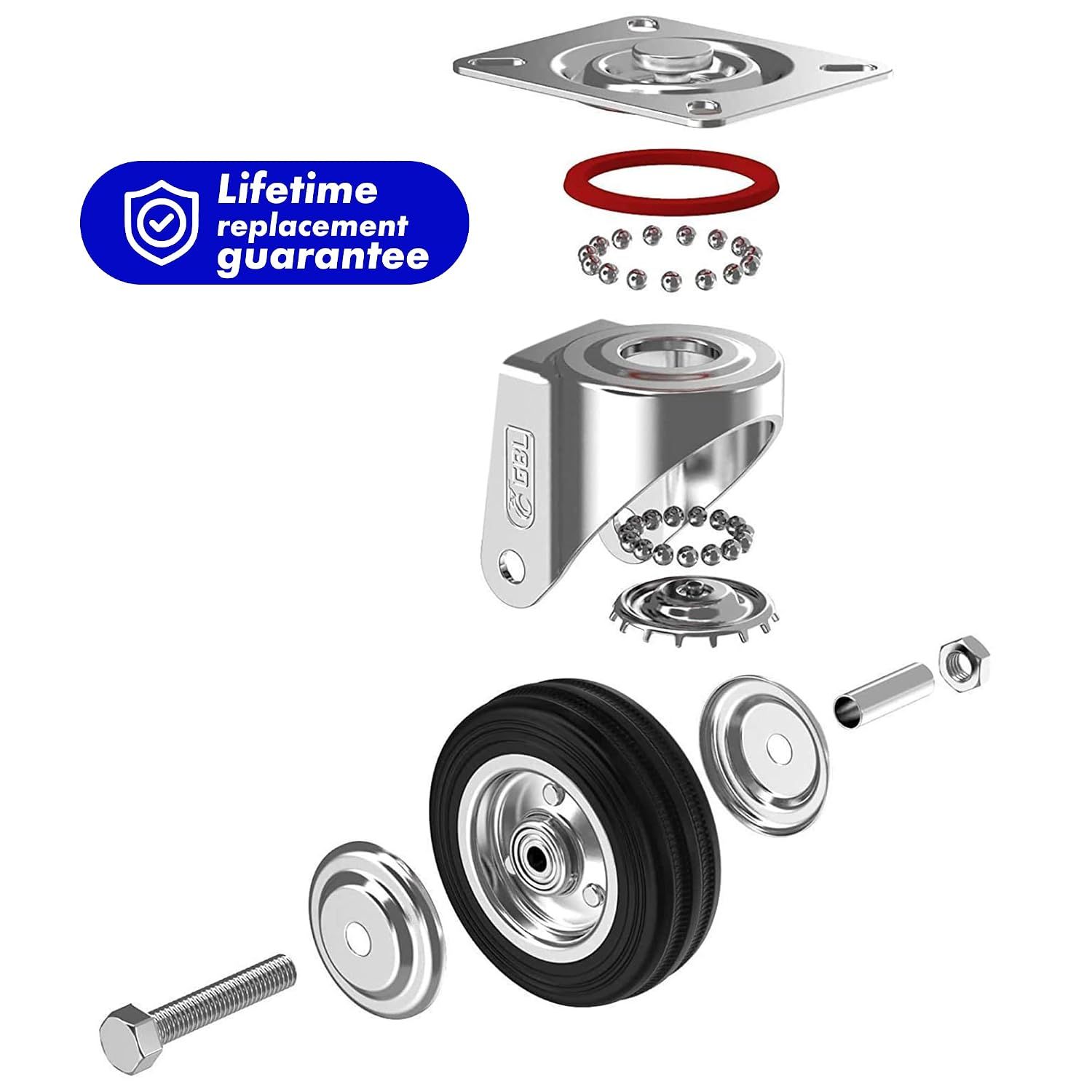 Heavy Duty 75mm Castor Wheels Set 200kg Load Capacity Rubber Silent Furniture Casters 4 Pack