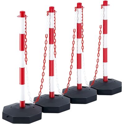 Set of 4 Adjustable Traffic Delineator Posts – Red &amp; White