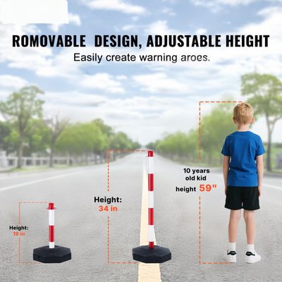 Set of 4 Adjustable Traffic Delineator Posts – Red &amp; White