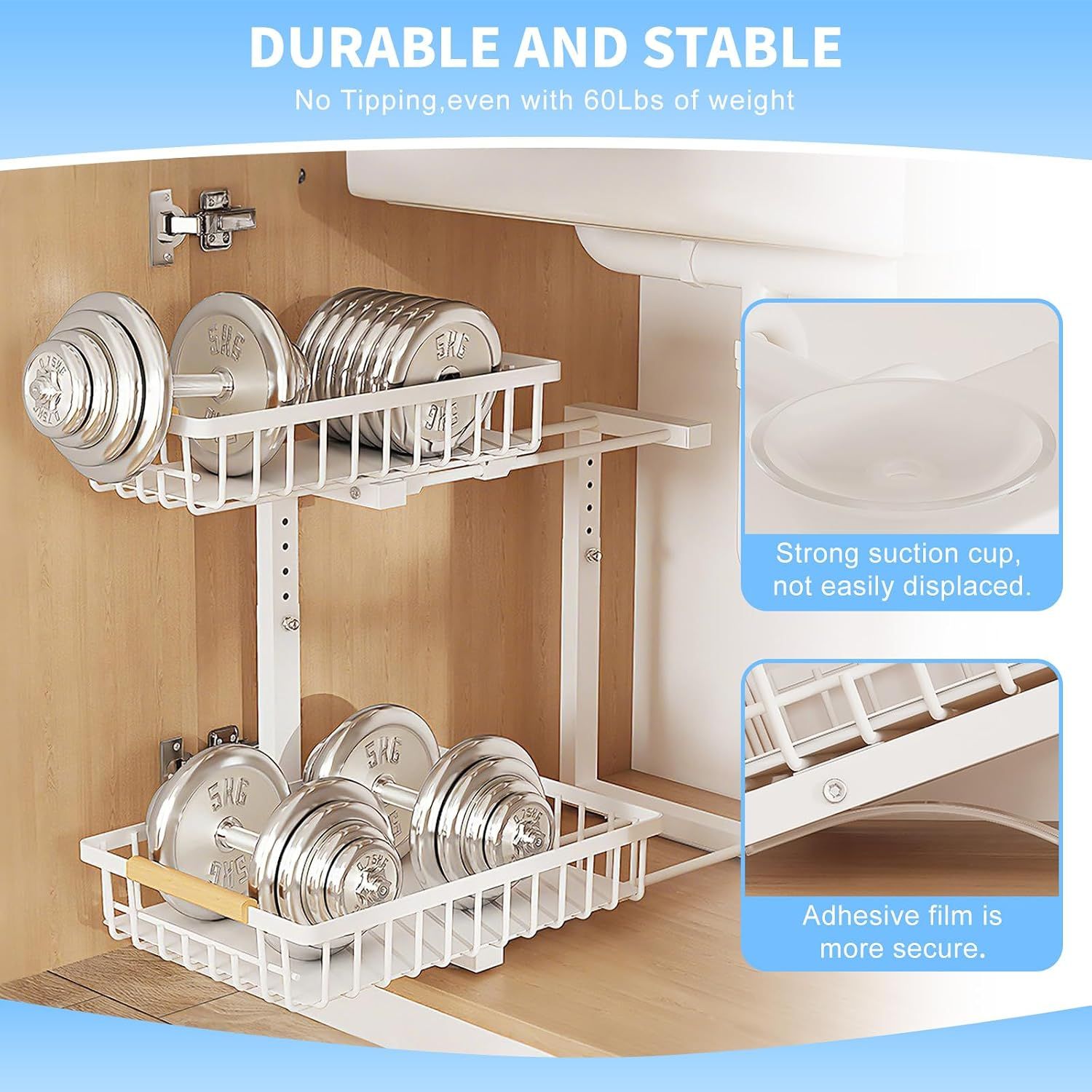 Pull Out Cabinet Shelf 2 Tier Sliding Kitchen Organizer
