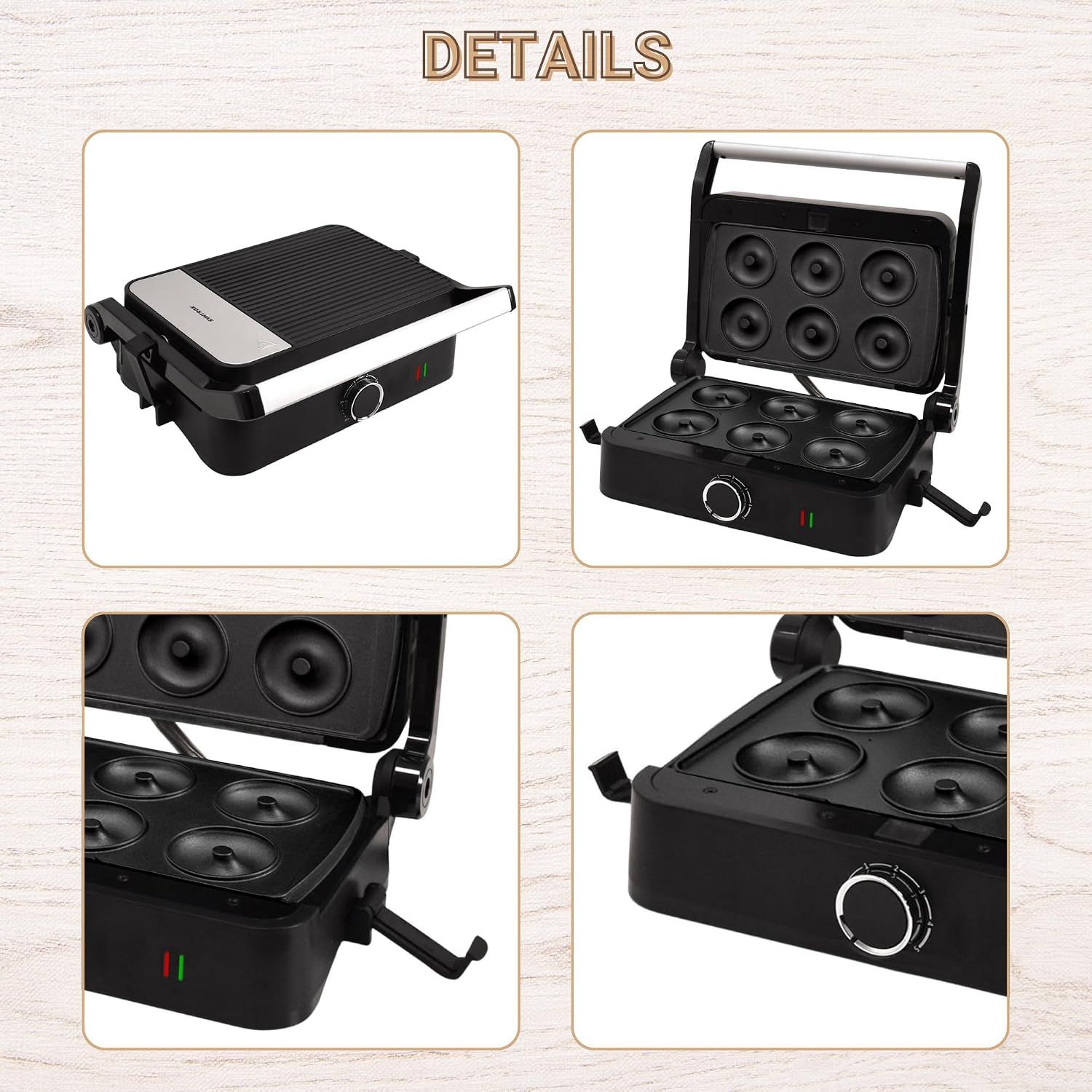 Professional 8-Cavity Mini Doughnut Maker – 750W Non-Stick Electric Donut Machine