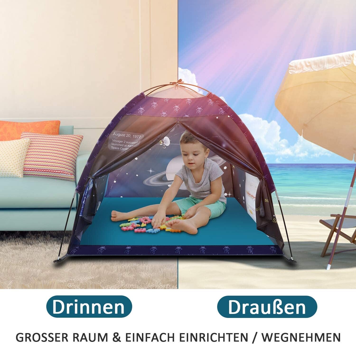 Universe pop-up tent, Play tent camping playground foldable children's room decor indoor and outdoor play tent for boys children toddlers children girls