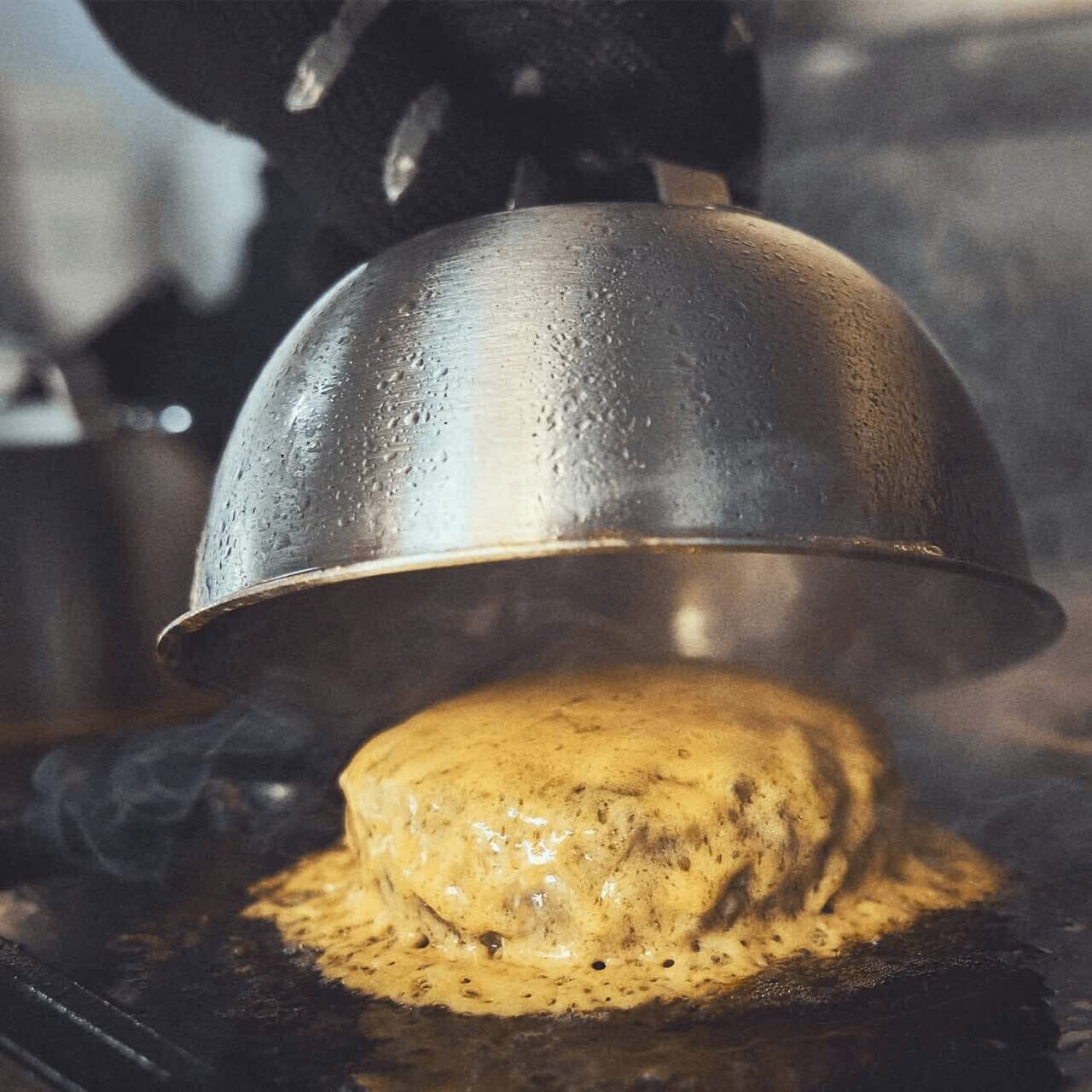 Set of 2 Stainless Steel Burger Bells 16 x 9 cm Melting Bell for Cheeseburger