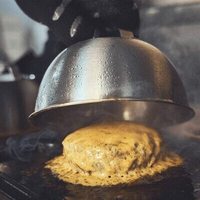 Set of 2 Stainless Steel Burger Bells 16 x 9 cm Melting Bell for Cheeseburger