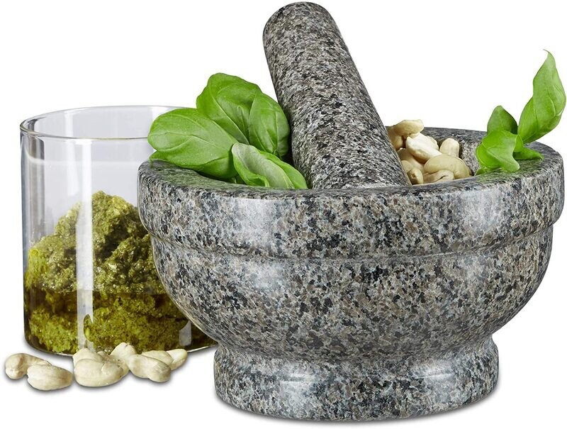 Granite Pestle and Mortar 17 cm Diameter for Spice Grinding, Herb Crushing, and Kitchen Use