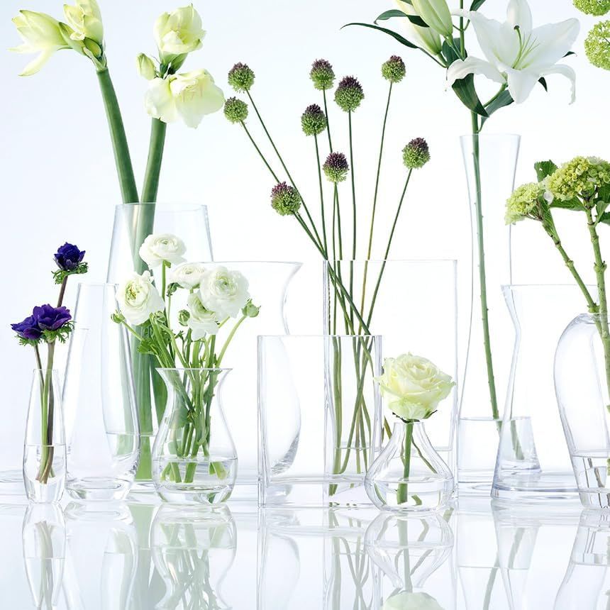 Handmade Glass Flower Posy Vase Clear 17.5cm