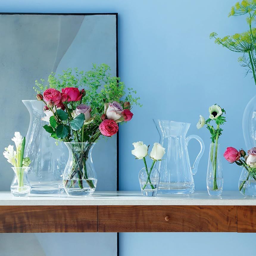 Handmade Glass Flower Posy Vase Clear 17.5cm