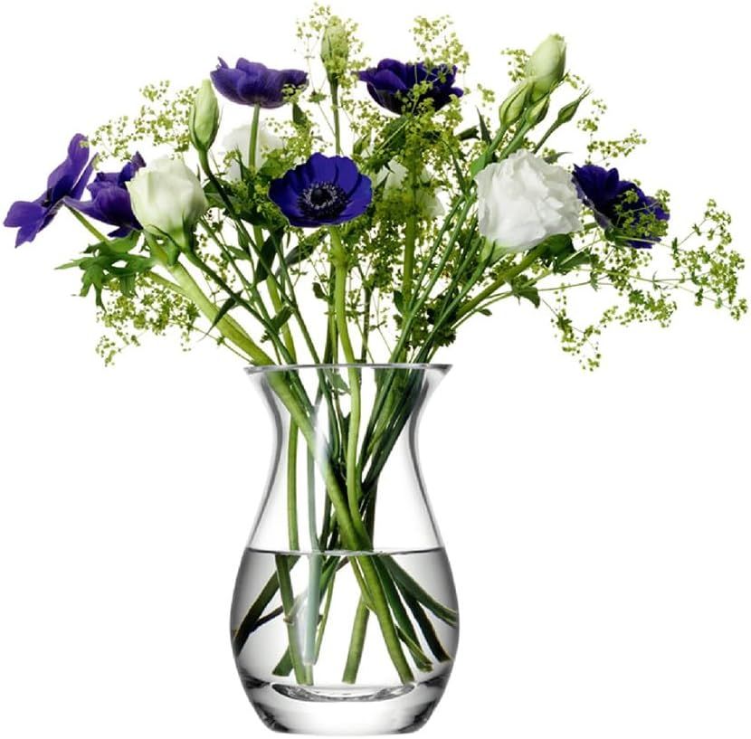 Handmade Glass Flower Posy Vase Clear 17.5cm