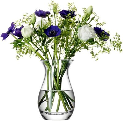 Handmade Glass Flower Posy Vase Clear 17.5cm