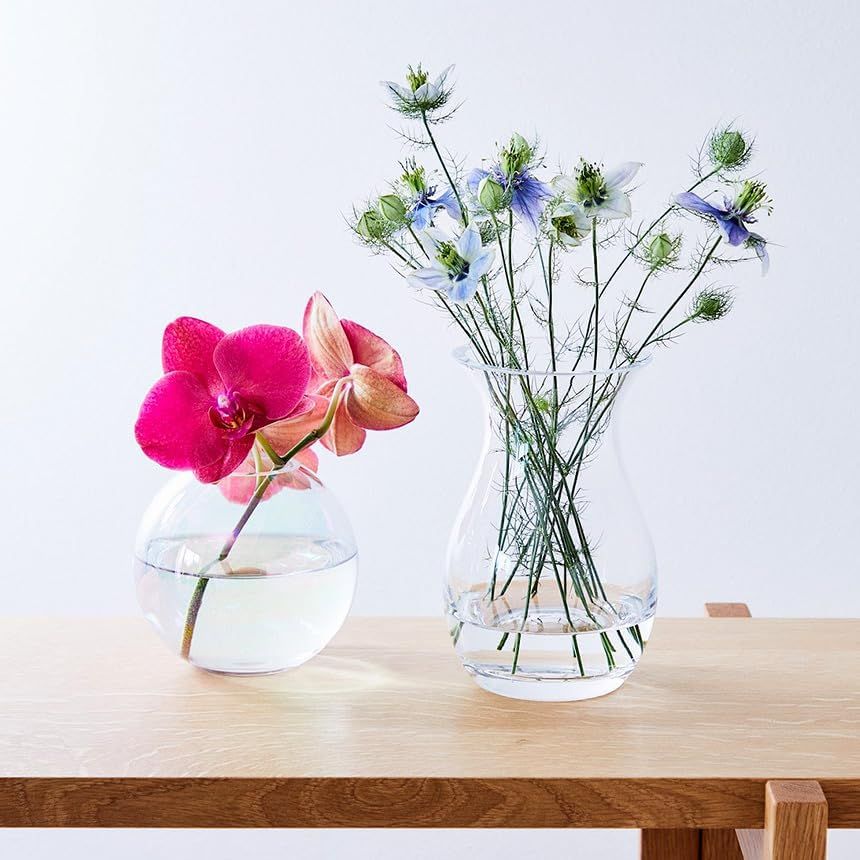 Handmade Glass Flower Posy Vase Clear 17.5cm