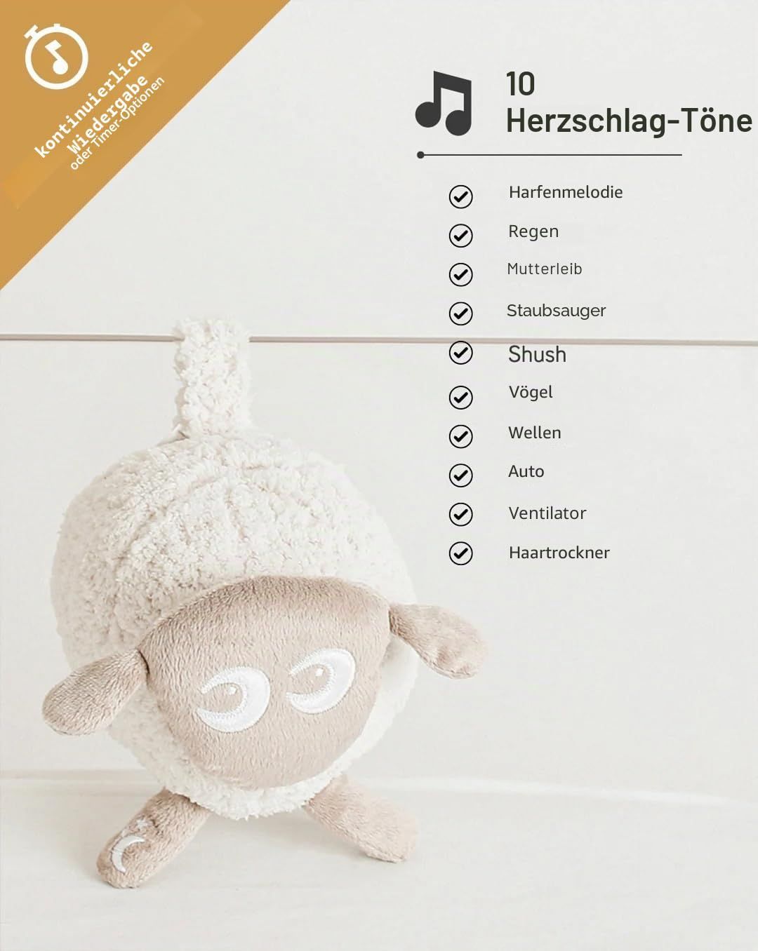 Rechargeable Baby White Noise Machine with Cry Sensor Night Light