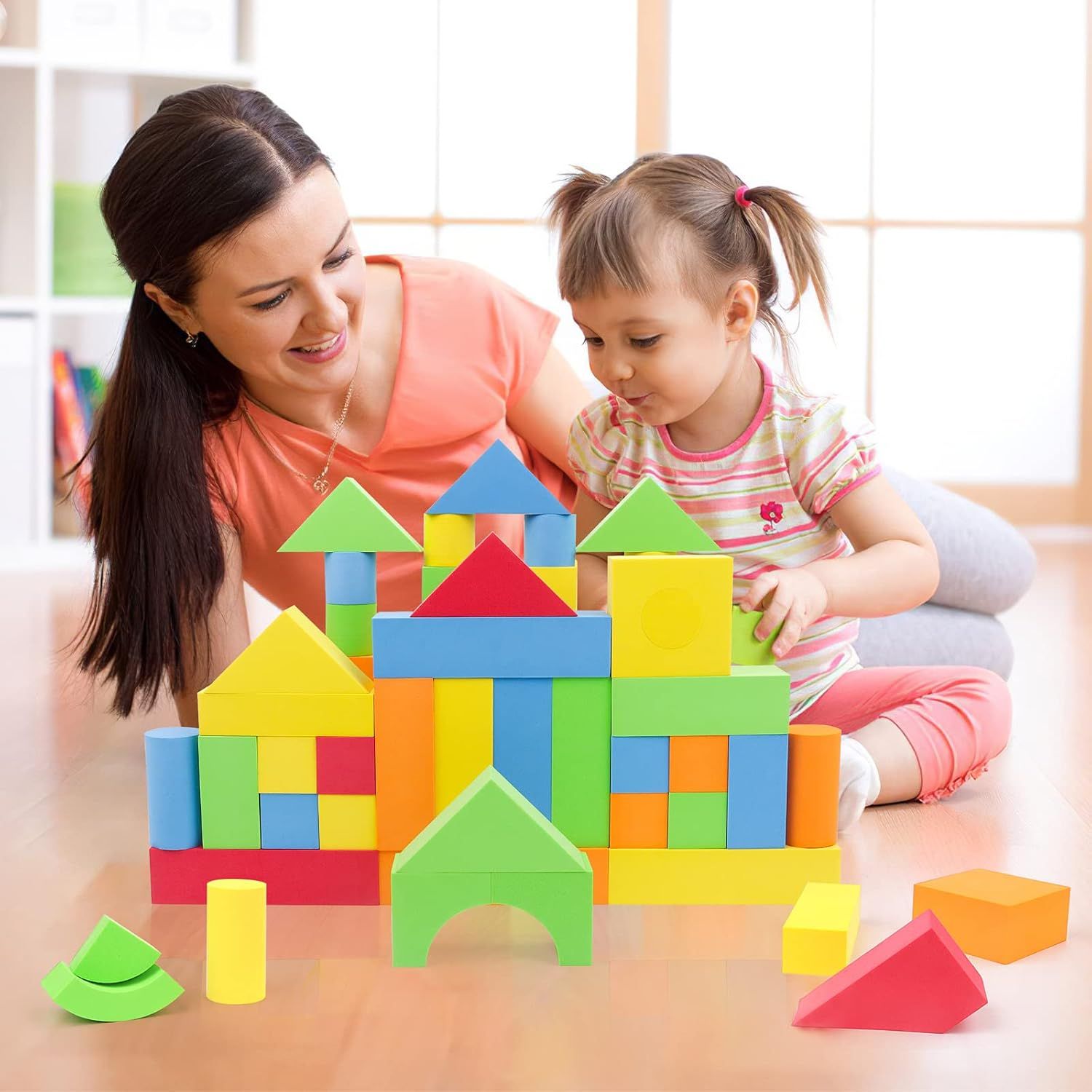 Set of 131-Piece EVA Jumbo Foam Building Blocks for Kids