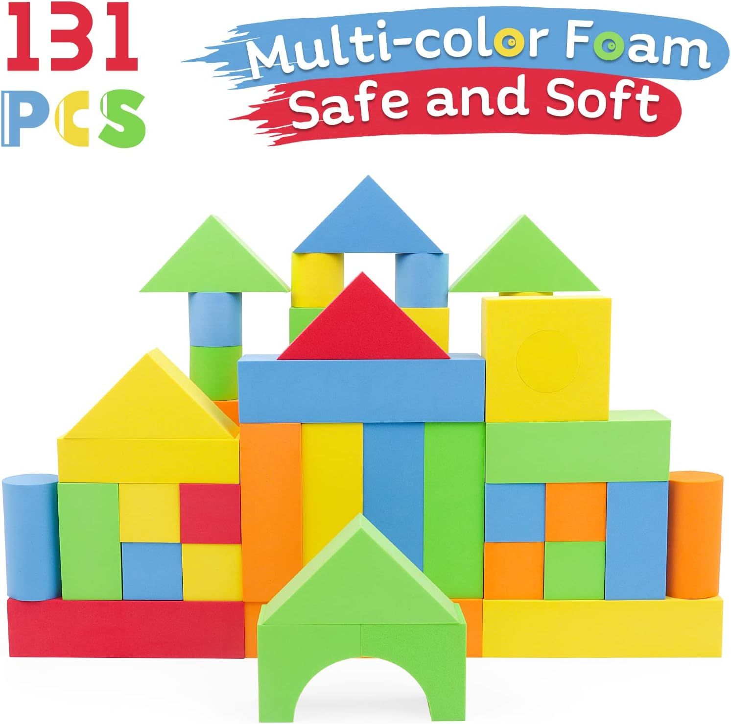 Set of 131-Piece EVA Jumbo Foam Building Blocks for Kids