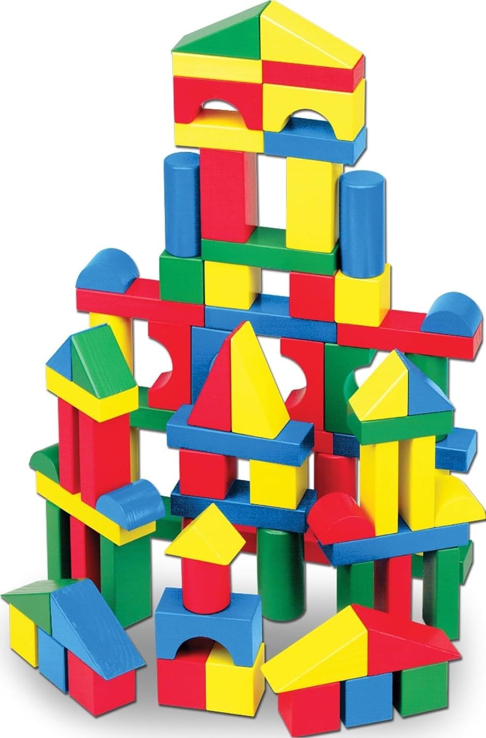 100 Piece Wooden Building Blocks Set