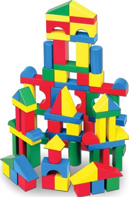 100 Piece Wooden Building Blocks Set
