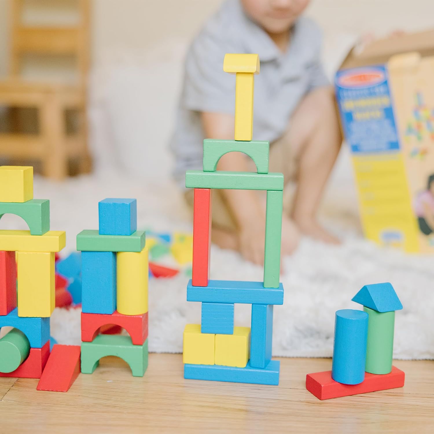 100 Piece Wooden Building Blocks Set