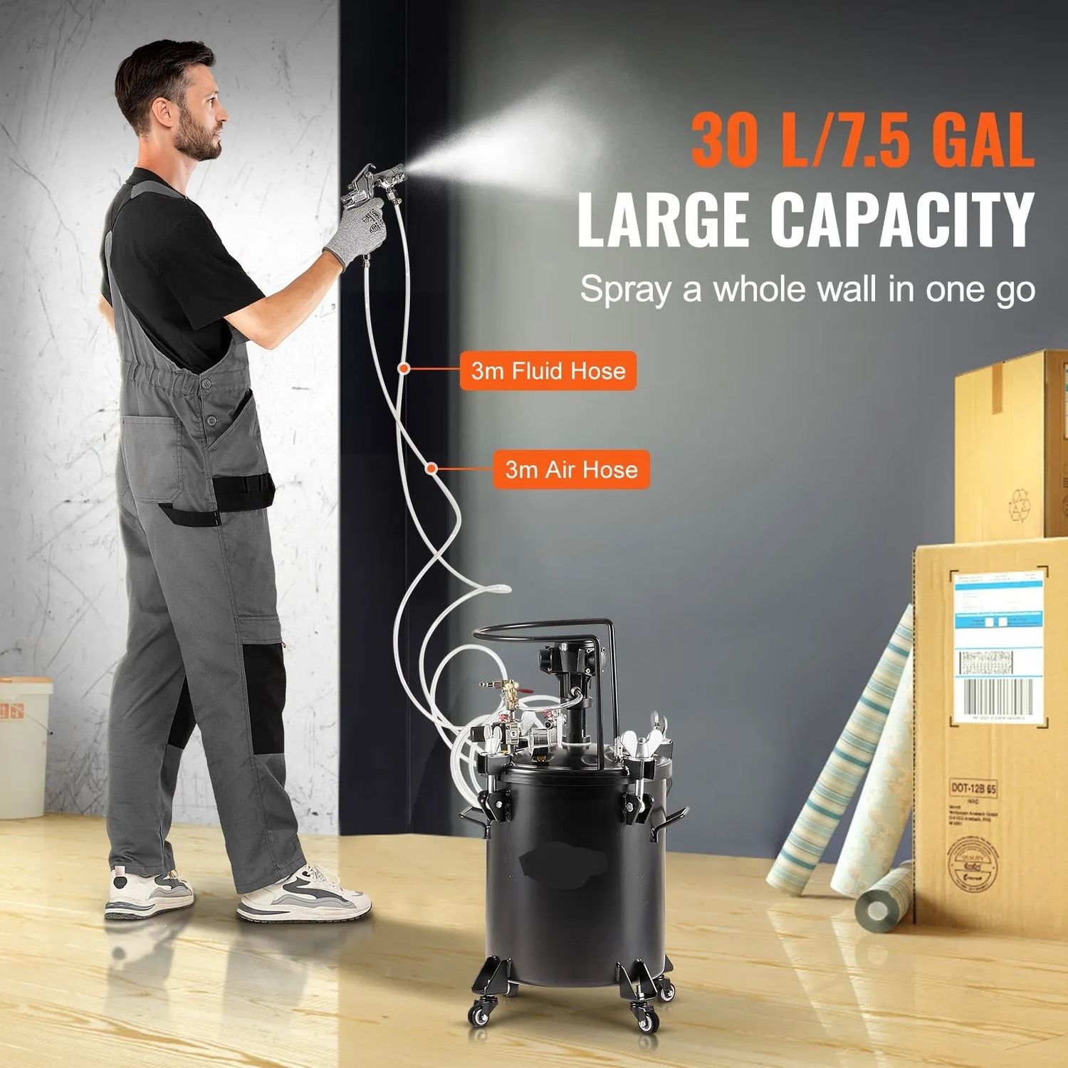 30L Pressure Paint Pot Tank with Spray Gun