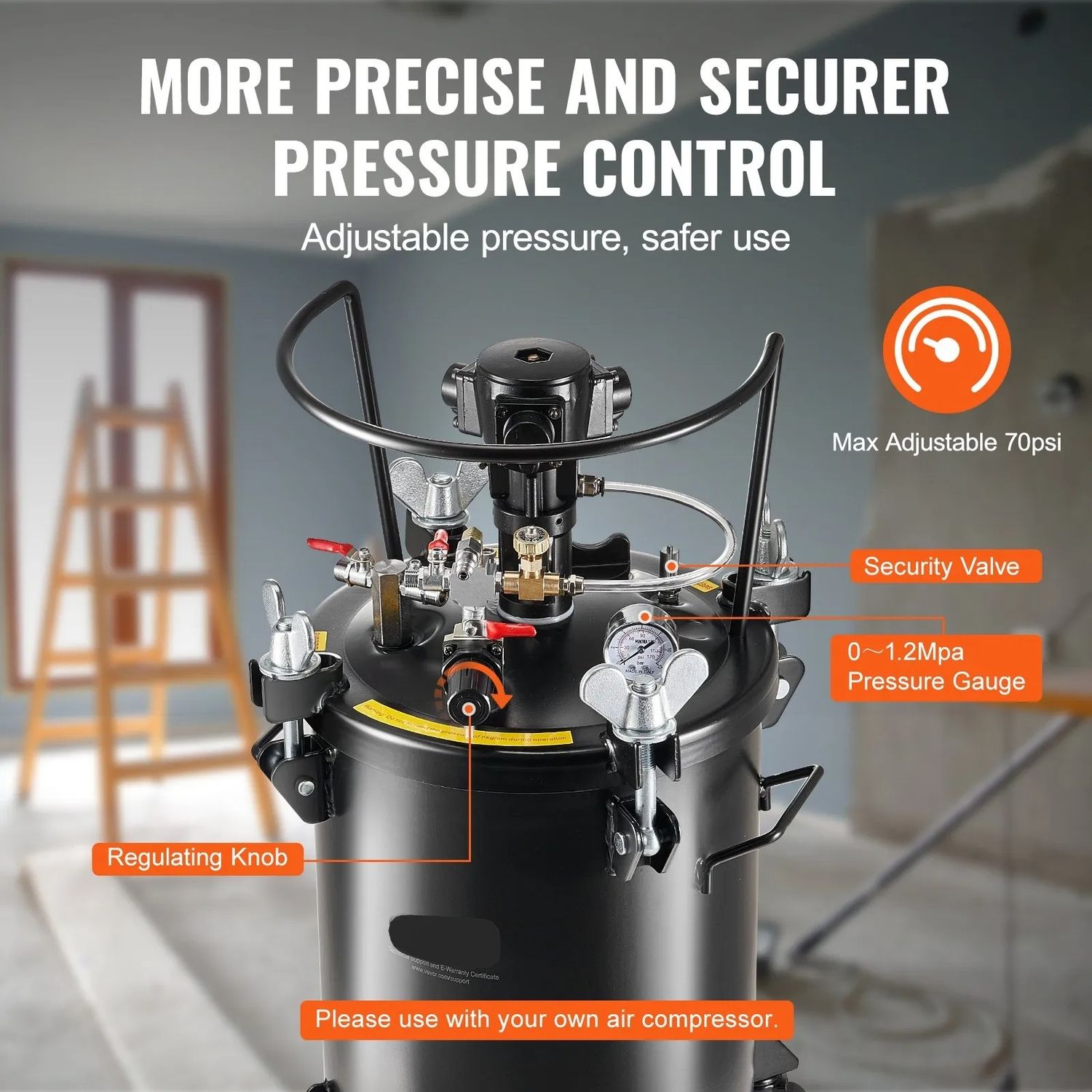 30L Pressure Paint Pot Tank with Spray Gun