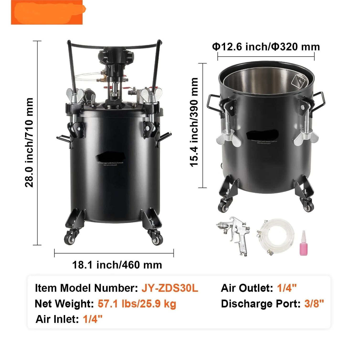 30L Pressure Paint Pot Tank with Spray Gun