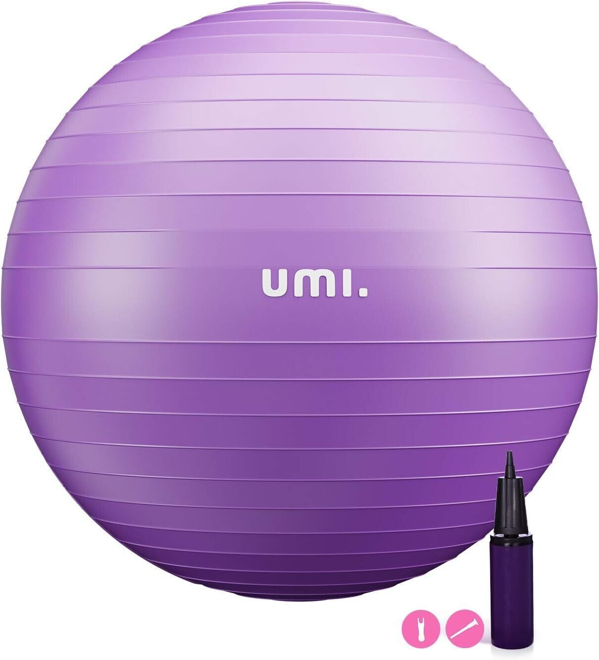 500 kg Load Capacity Anti-Burst Fitness Ball (48 cm - 75 cm) with Pump - Ideal for Yoga, Pilates, Balance Exercises, and Core Training, Colour + Size: (48-55cm): Purple 65cm