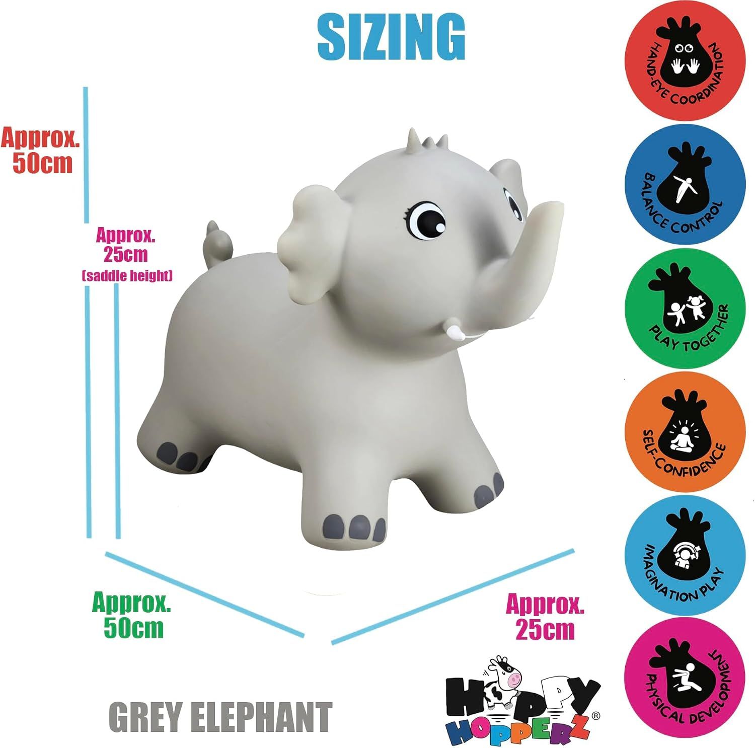 Elephant Jumping Animal with Air Pump – Inflatable Ride-On Toy for Kids with Fun Bouncing Action