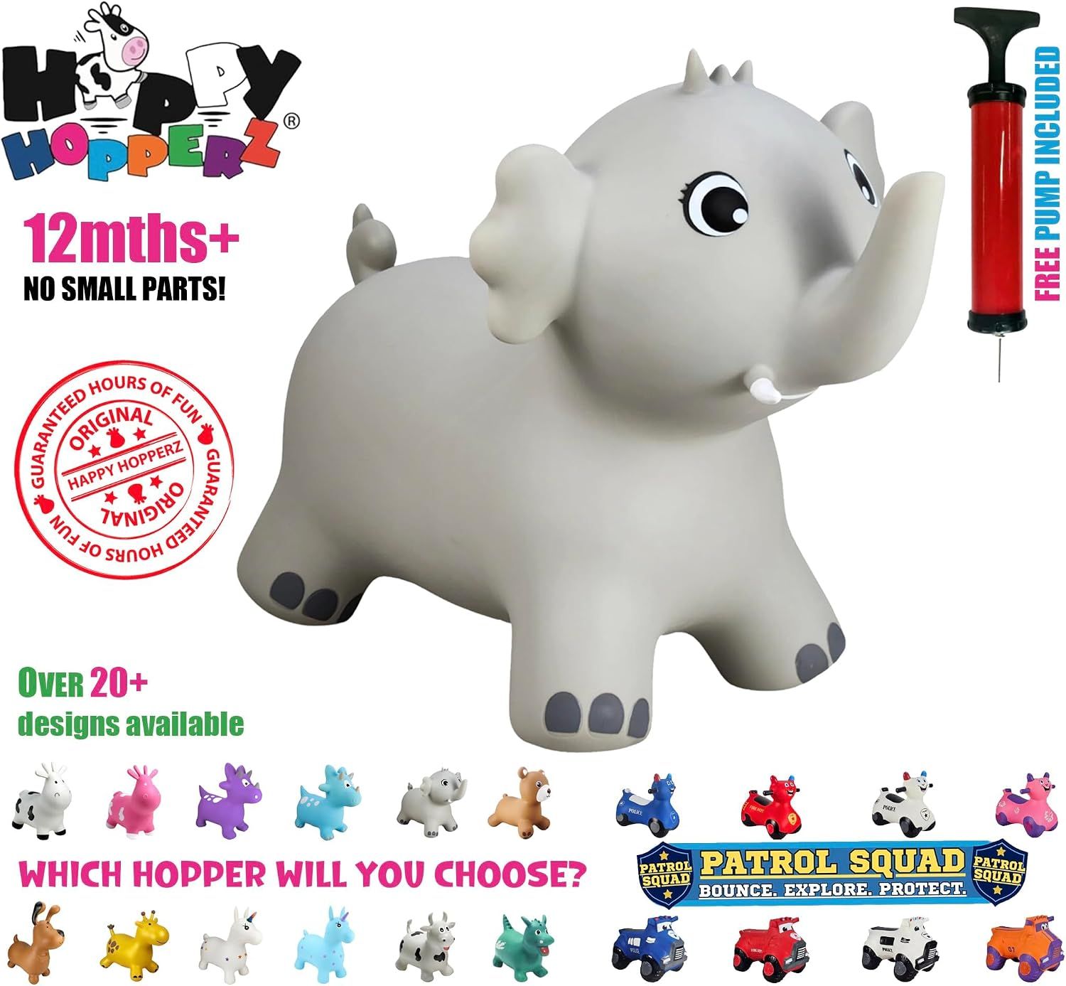Elephant Jumping Animal with Air Pump – Inflatable Ride-On Toy for Kids with Fun Bouncing Action
