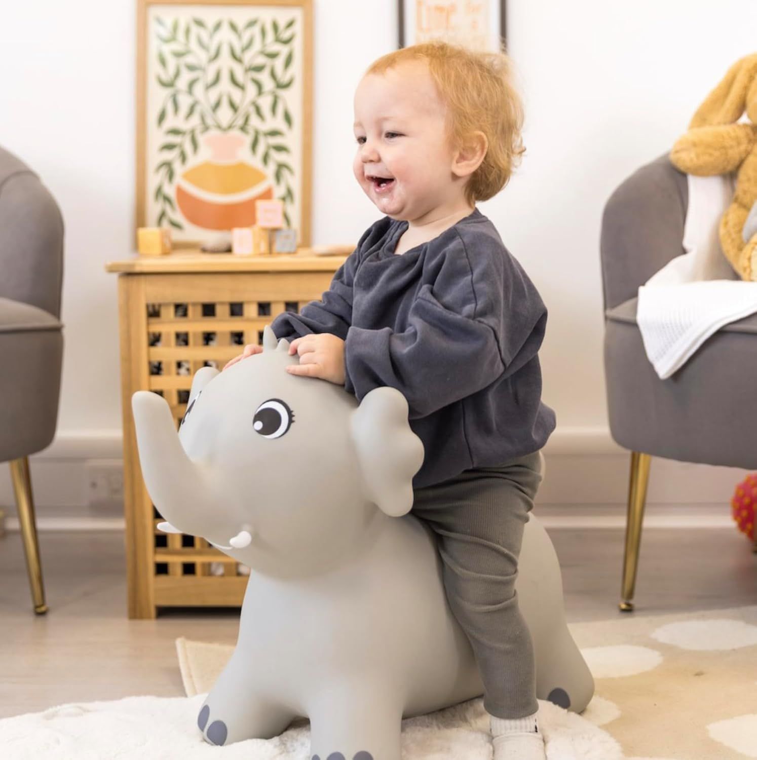 Elephant Jumping Animal with Air Pump – Inflatable Ride-On Toy for Kids with Fun Bouncing Action