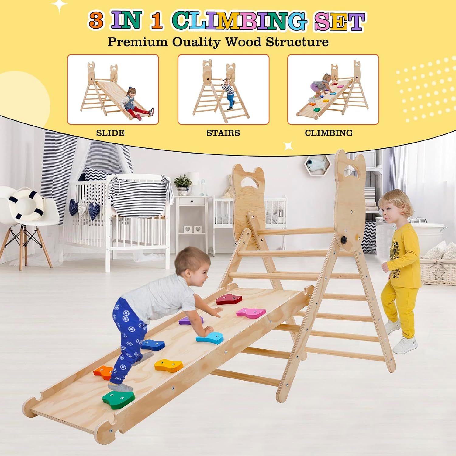 Wooden Climbing Triangle for Sliding and Climbing