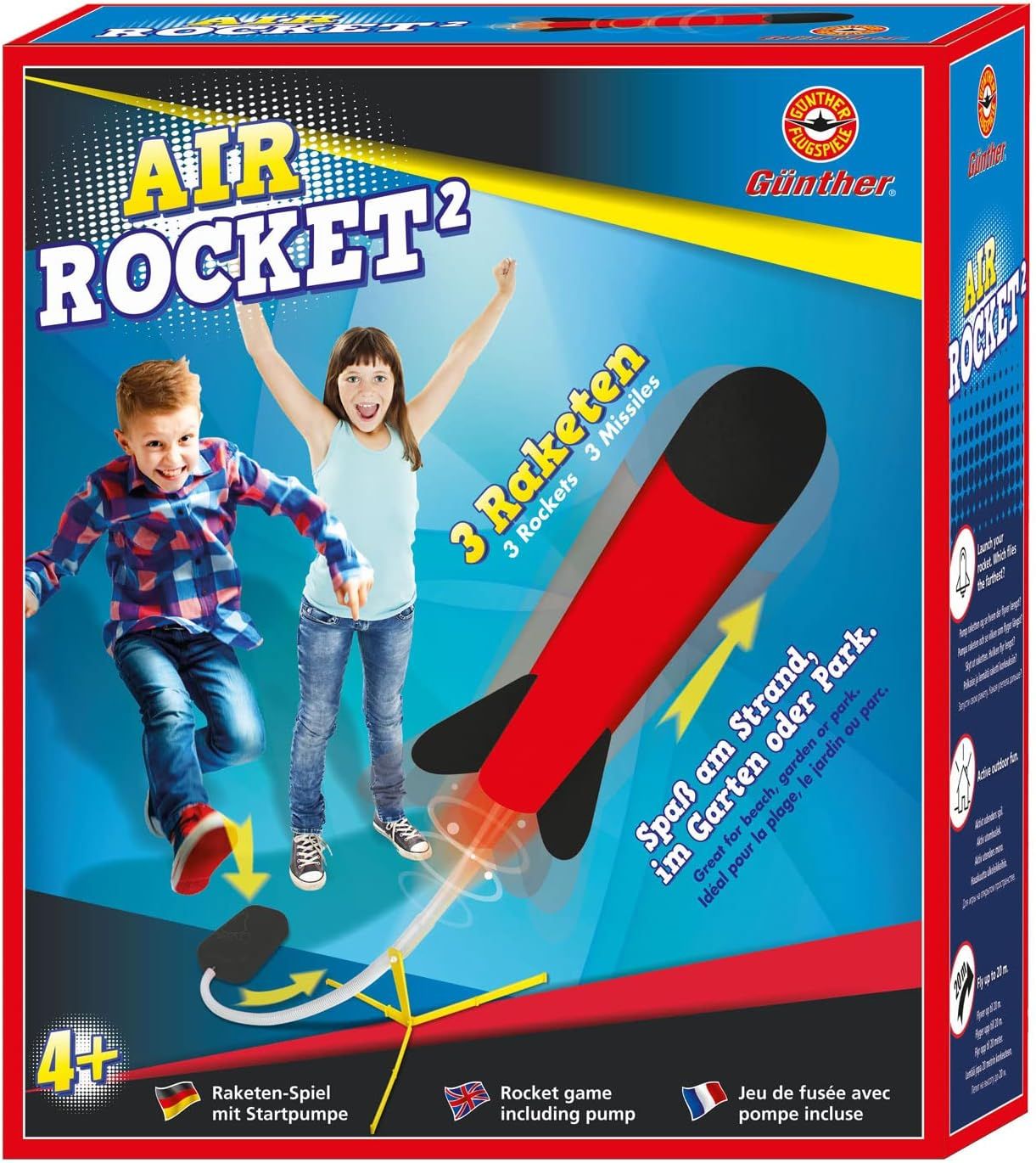 Rocket Toy Outdoor Game – Foam Rocket Launcher with 3 Rockets, Manual Foot Pump