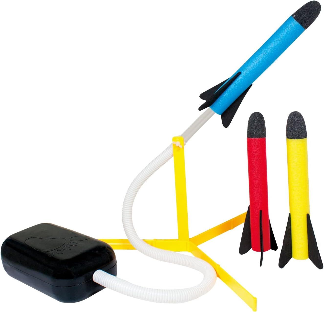 Rocket Toy Outdoor Game – Foam Rocket Launcher with 3 Rockets, Manual Foot Pump