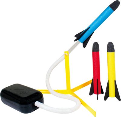 Rocket Toy Outdoor Game – Foam Rocket Launcher with 3 Rockets, Manual Foot Pump