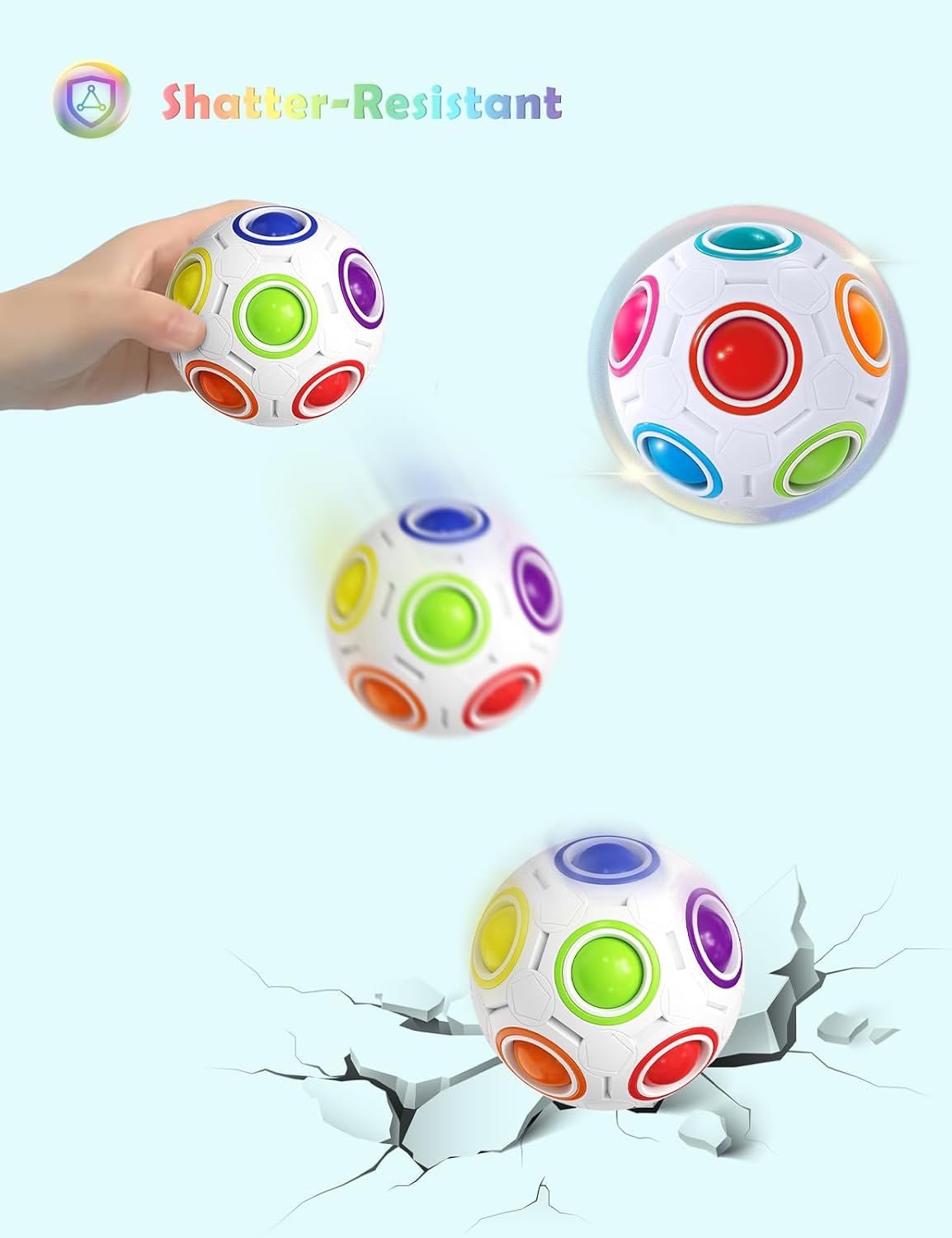Puzzle Game 3D - Ball - Magic Rainbow Puzzle Ball – 68mm Color Matching Brain Teaser