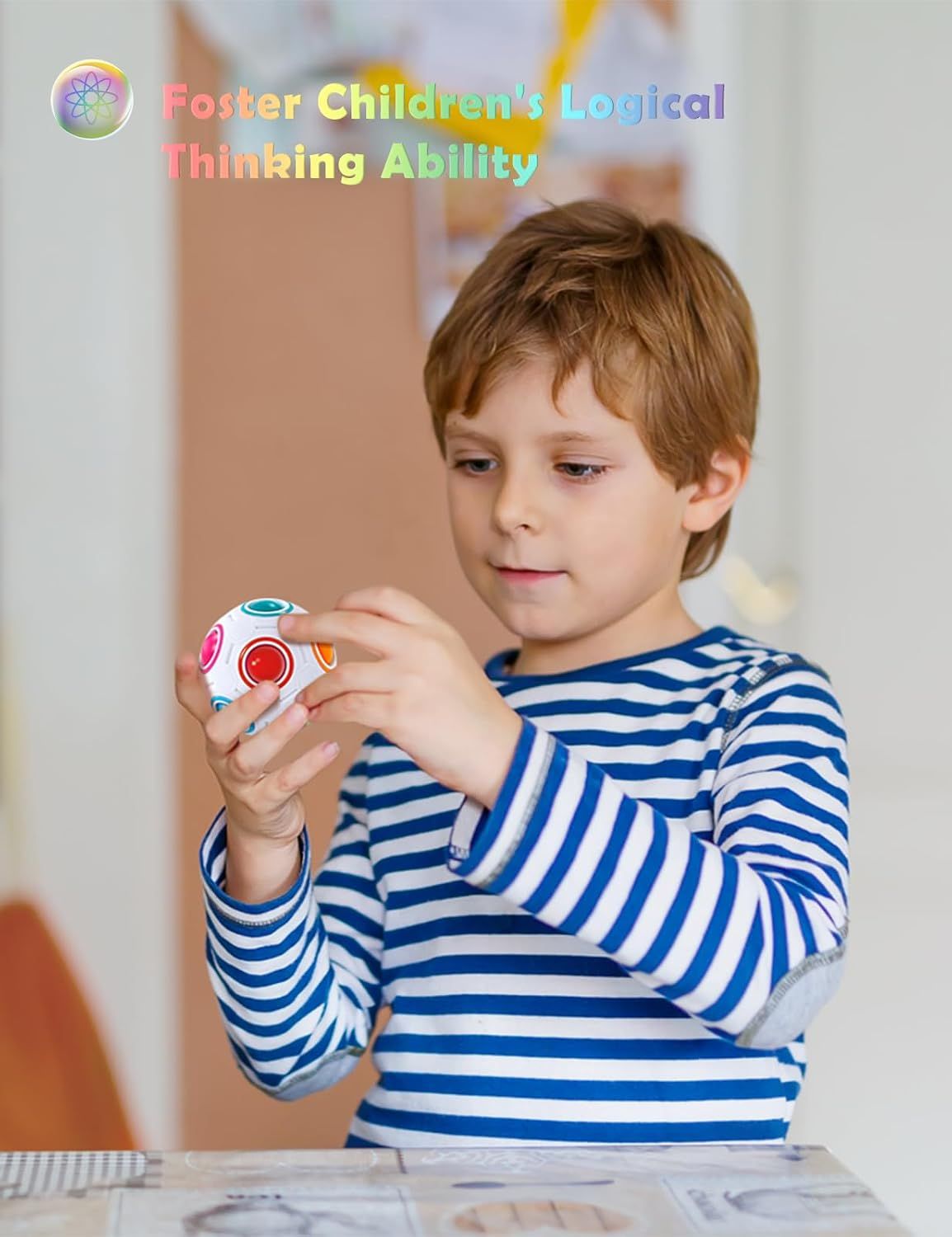 Puzzle Game 3D - Ball - Magic Rainbow Puzzle Ball – 68mm Color Matching Brain Teaser