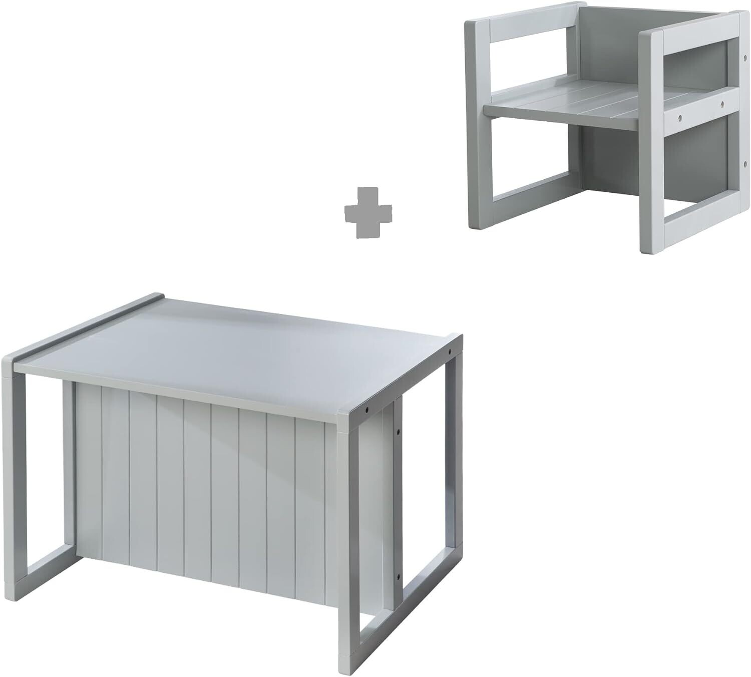 Convertible Wooden Bench Table Grey Country Style