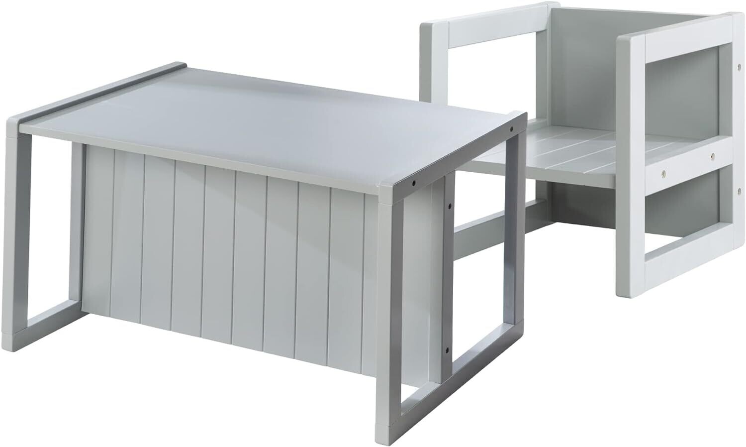 Convertible Wooden Bench Table Grey Country Style