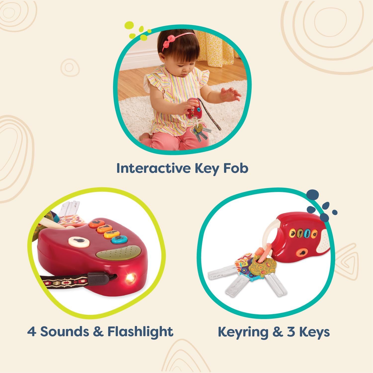 Baby Toy Car Keys with Lights and Sounds