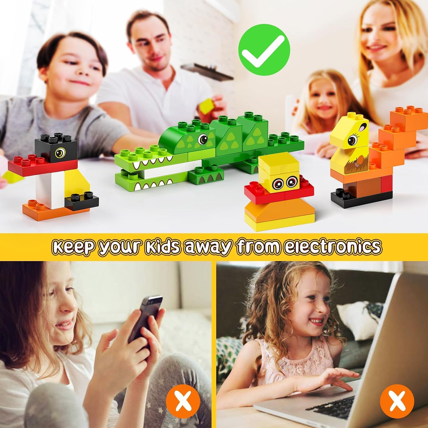 135-Piece Building Blocks Set for Kids, Construction Toy with 15 Animals