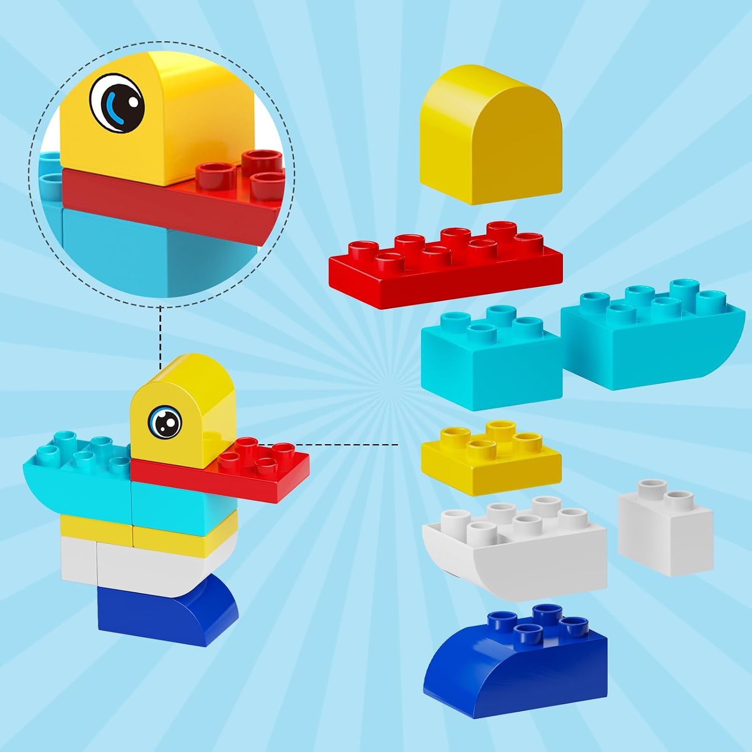 135-Piece Building Blocks Set for Kids, Construction Toy with 15 Animals