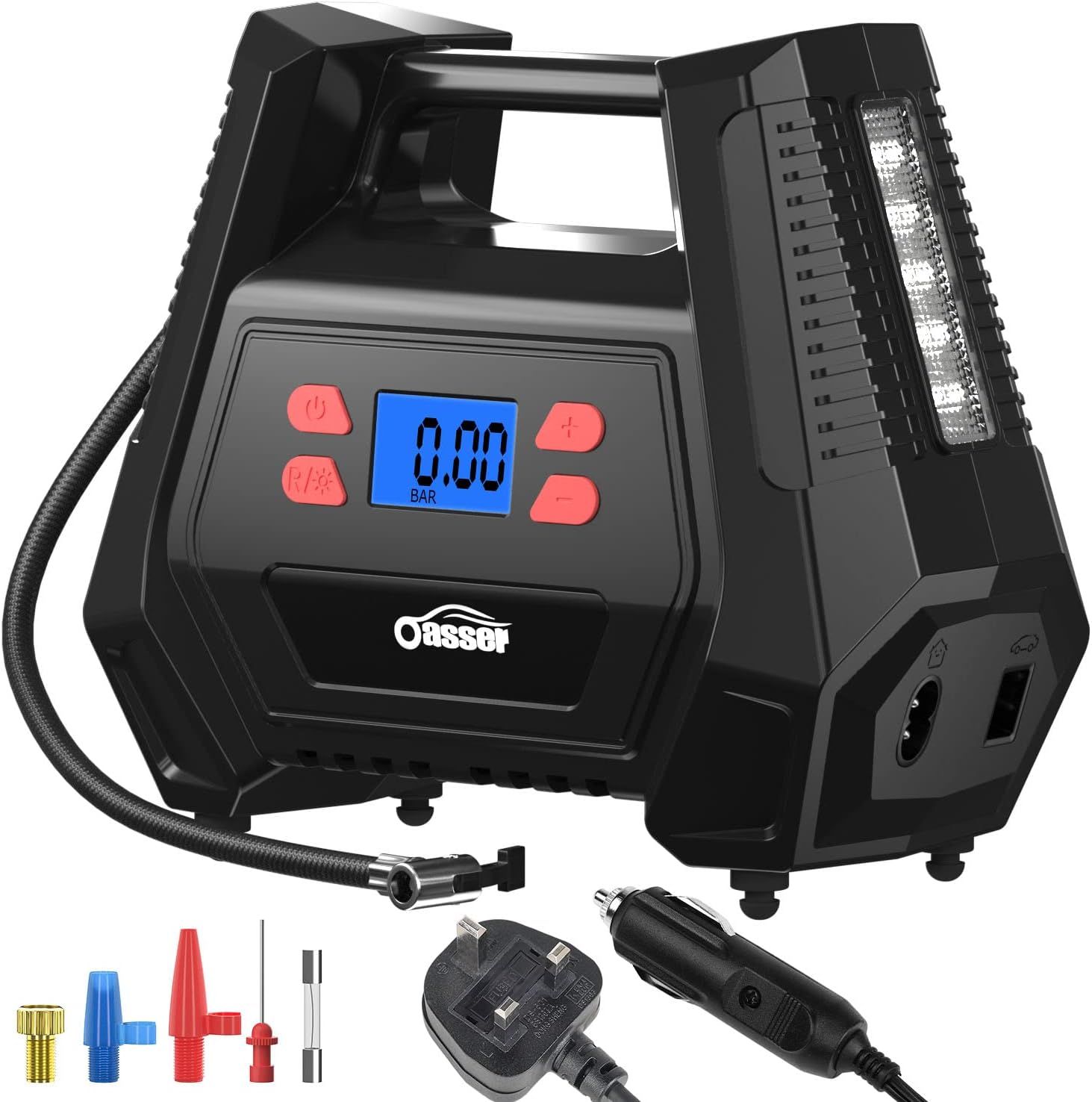 Portable Tyre Inflator Air Compressor 12V DC 240V AC 150 PSI Car Tyre Pump with LED Light