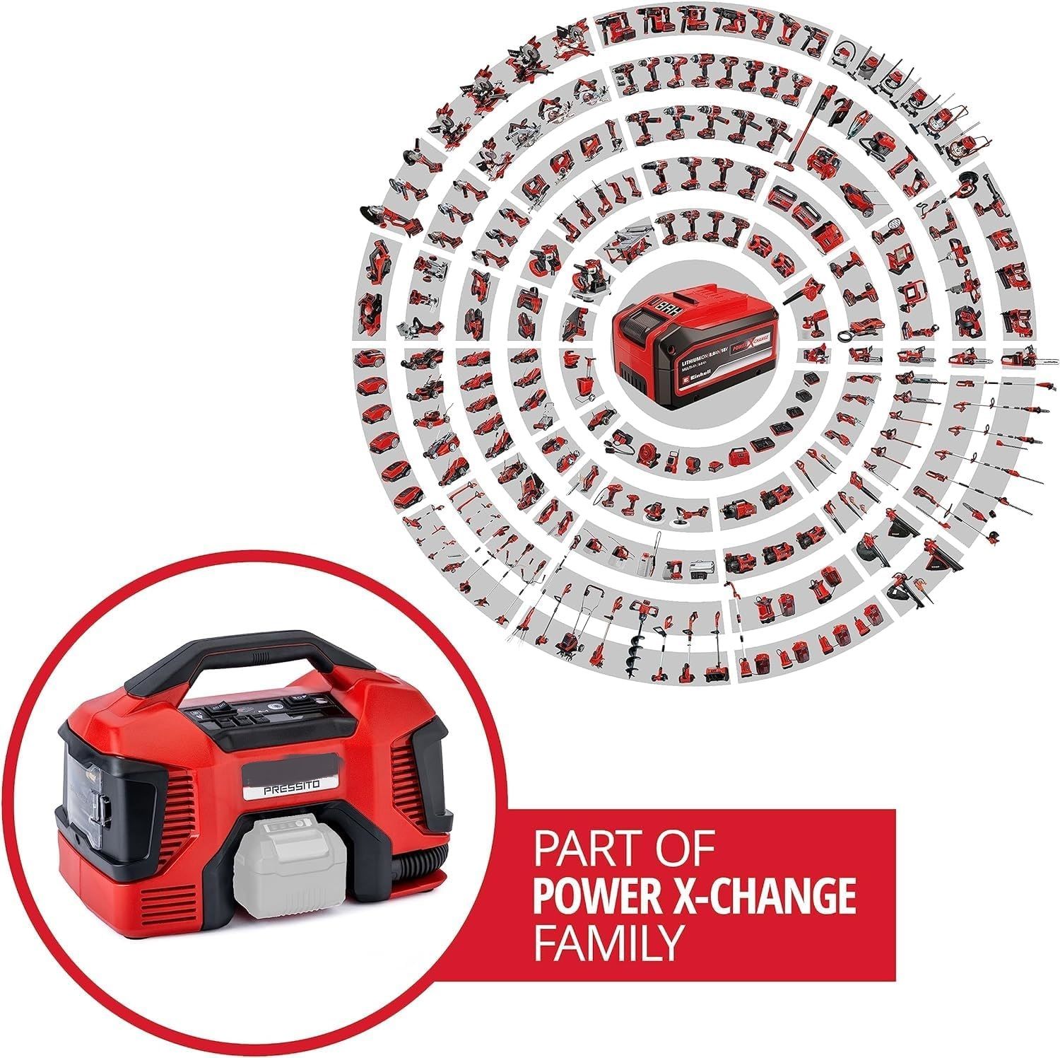 Power X-Change 18V Hybrid Air Compressor – 11 Bar Portable High-Pressure &amp; Low-Pressure Inflator