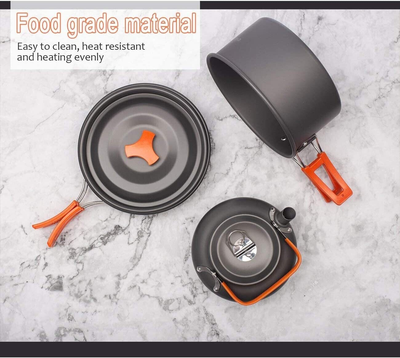 14PCS Portable Camping Cookware Set Outdoor Cooking Kit with Pot Pan Kettle Utensils for Hiking Picnic Backpacking