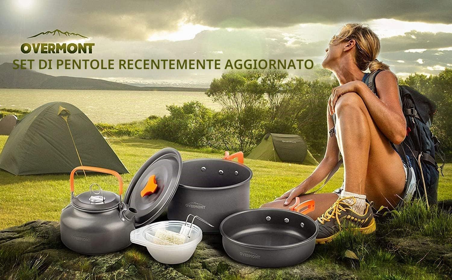 14PCS Portable Camping Cookware Set Outdoor Cooking Kit with Pot Pan Kettle Utensils for Hiking Picnic Backpacking