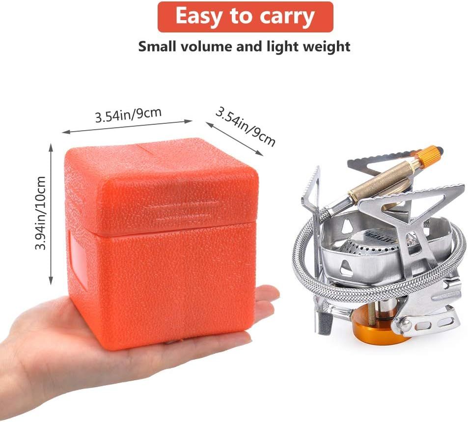 3500W Portable Gas Camping Stove Foldable Stainless Steel Burner with Piezo Ignition