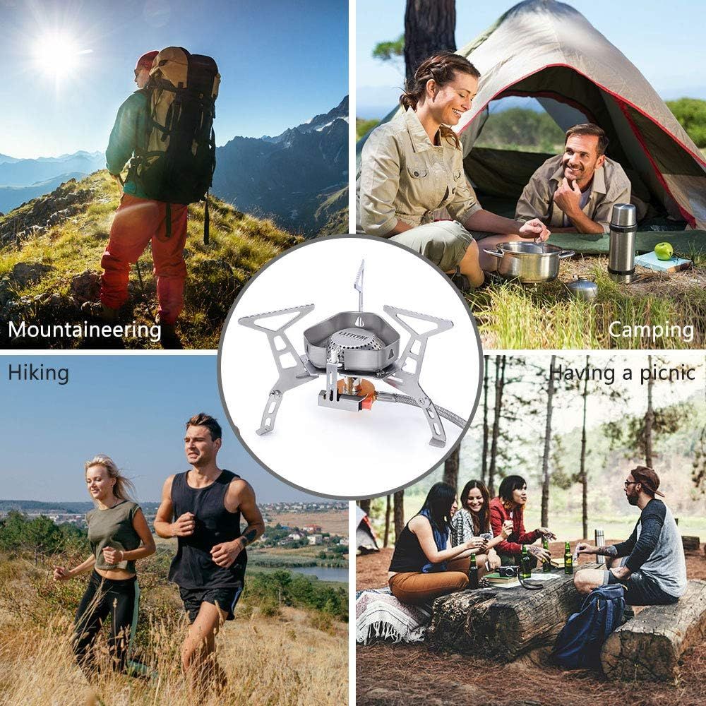 3500W Portable Gas Camping Stove Foldable Stainless Steel Burner with Piezo Ignition