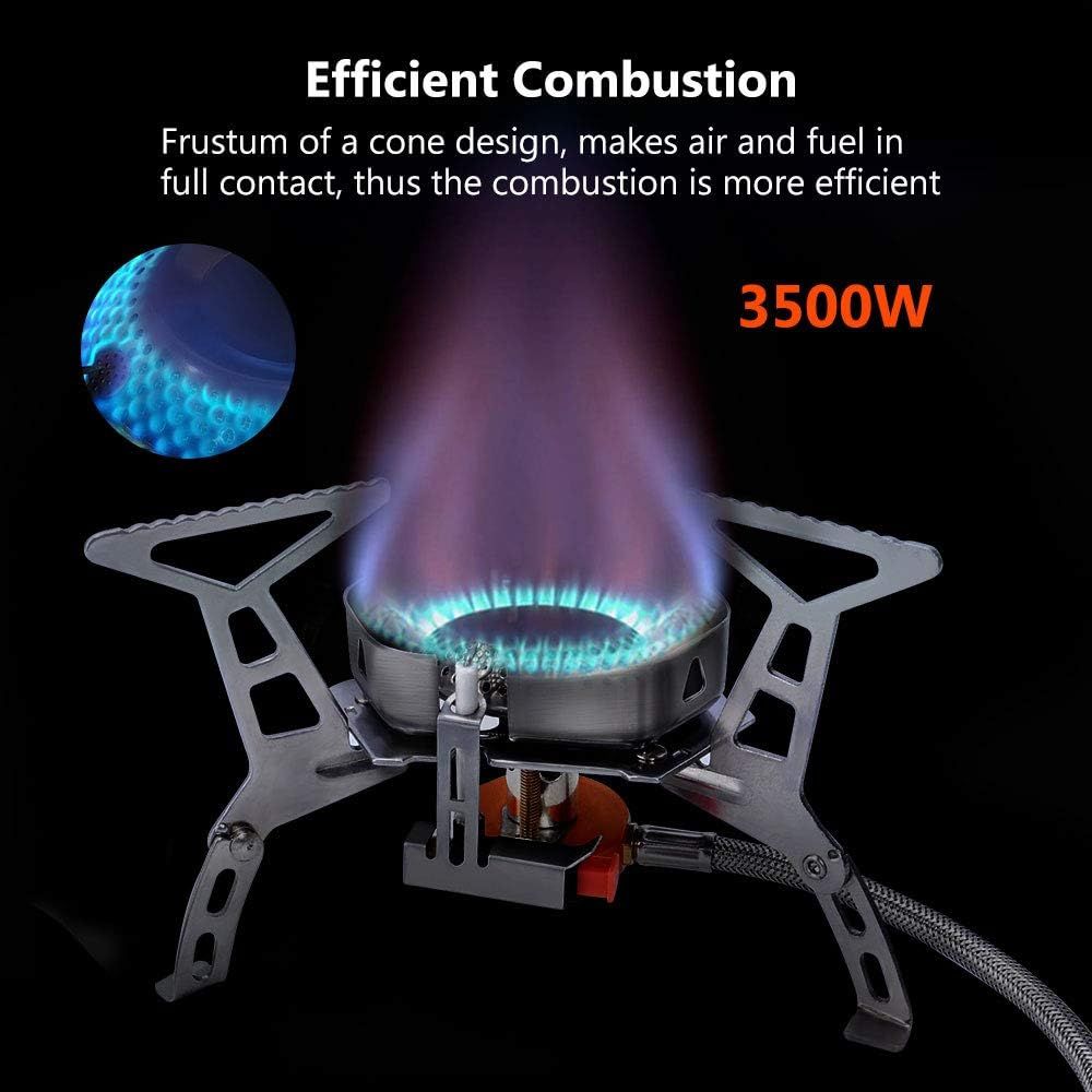3500W Portable Gas Camping Stove Foldable Stainless Steel Burner with Piezo Ignition