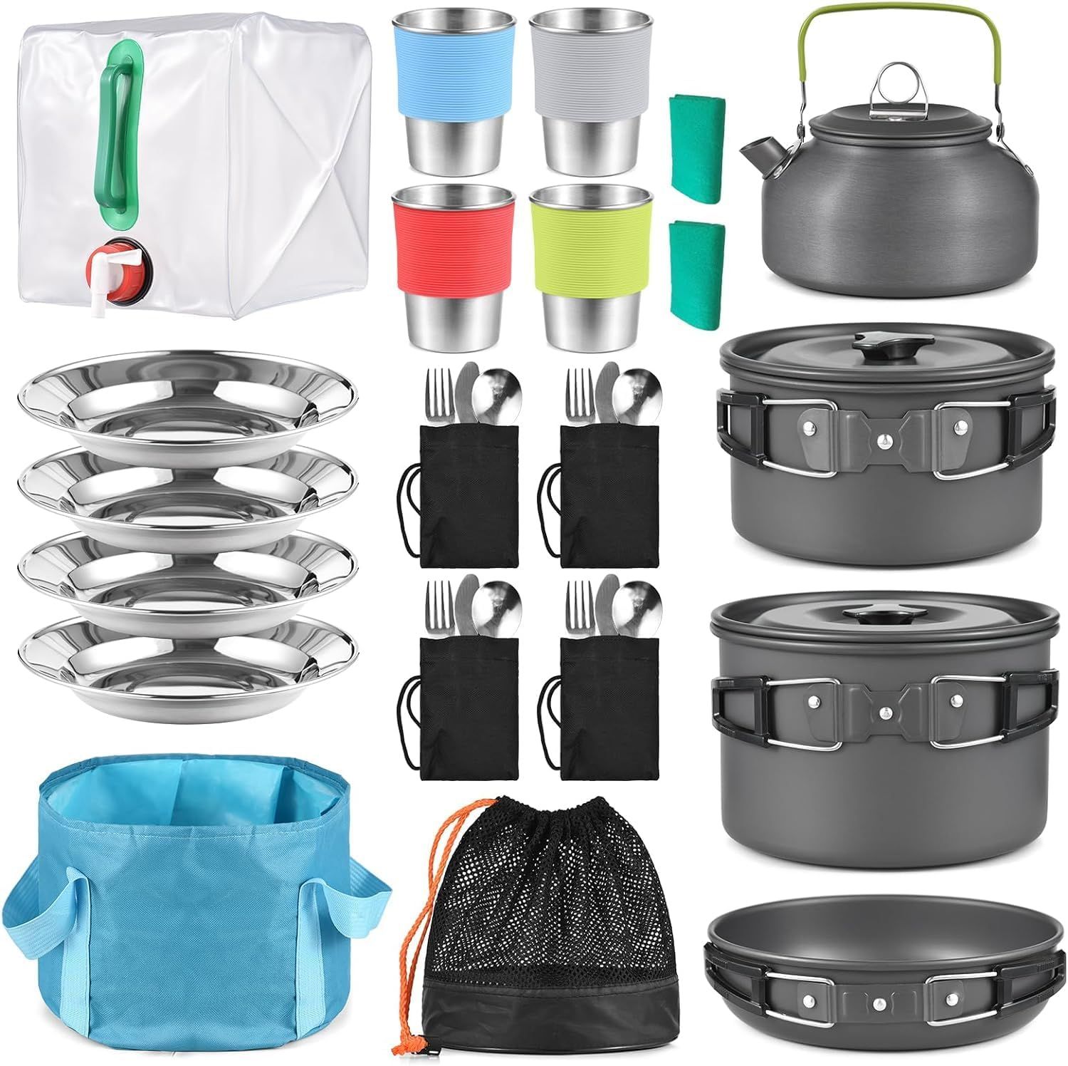 Set 33-Piece Camping Cookware – Complete Outdoor Cooking &amp; Dining Kit for 3–4 People